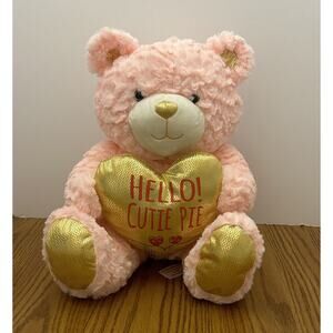 Animal Adventure Hello Cutie Pie Teddy Bear Baby Pink Plush Stuffed Animal 13'
